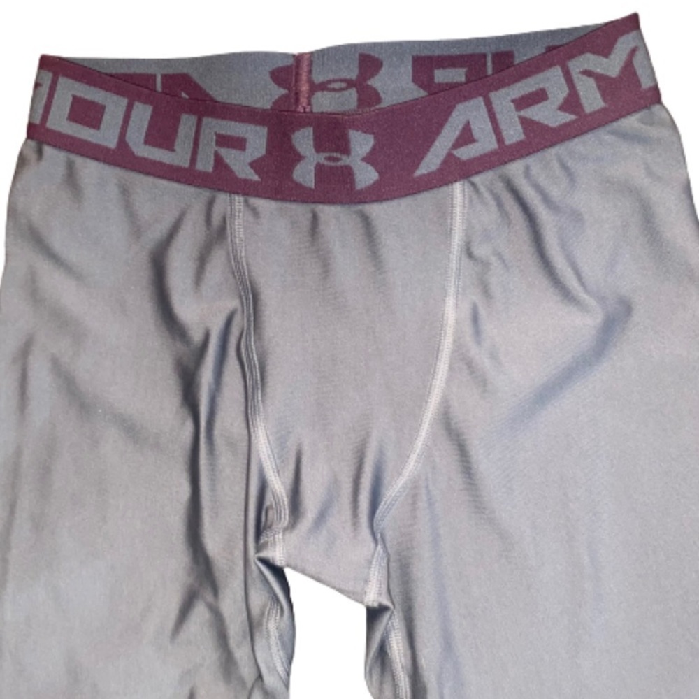 2/$10 Under Armour Boys Youth Size Medium Grey Athletic Leggings - Picture 2 of 7